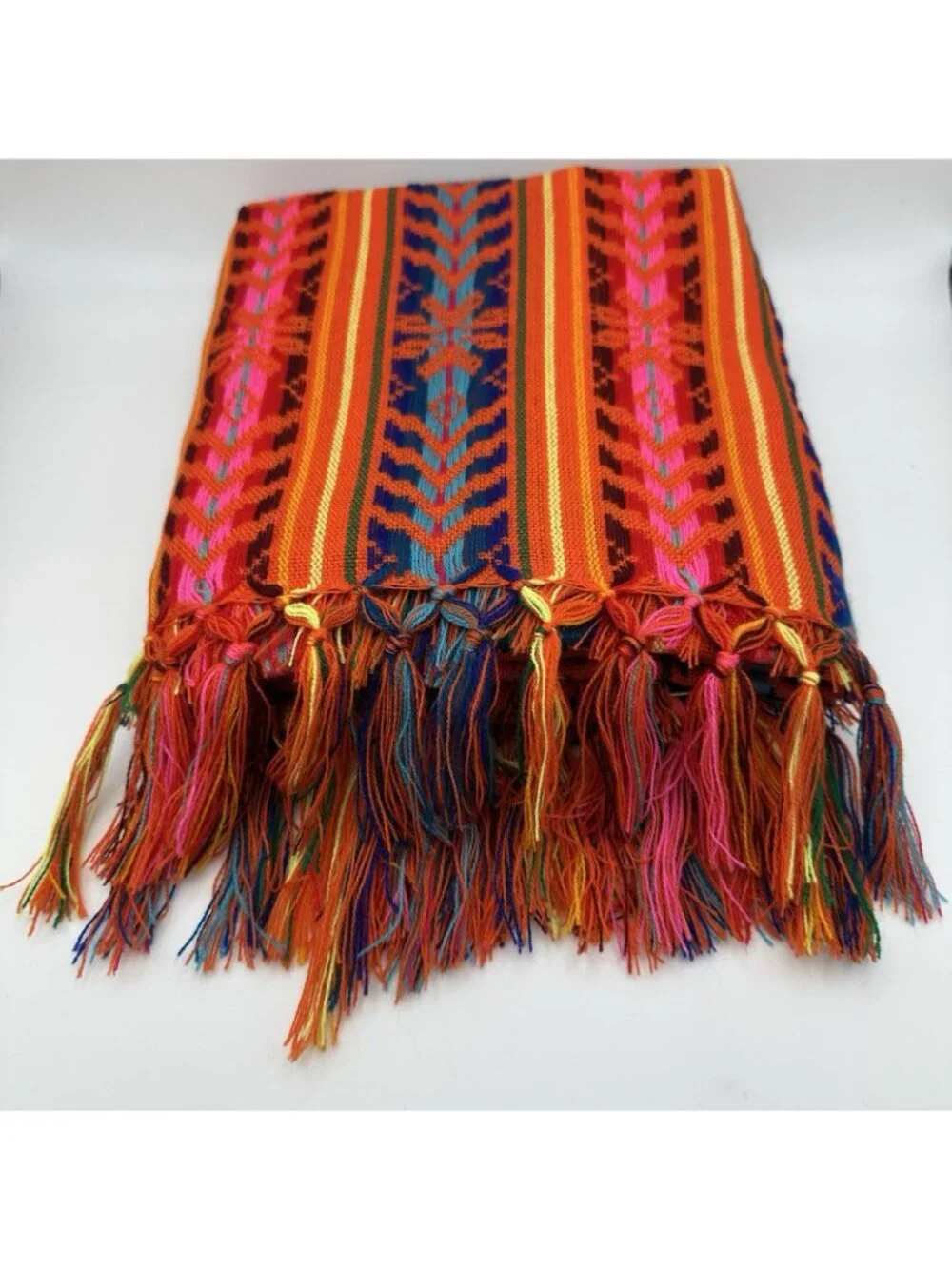 Delmex Mexican Orange Rebozo Shawl Wrap Throw Blanket Southwestern Western Boho
